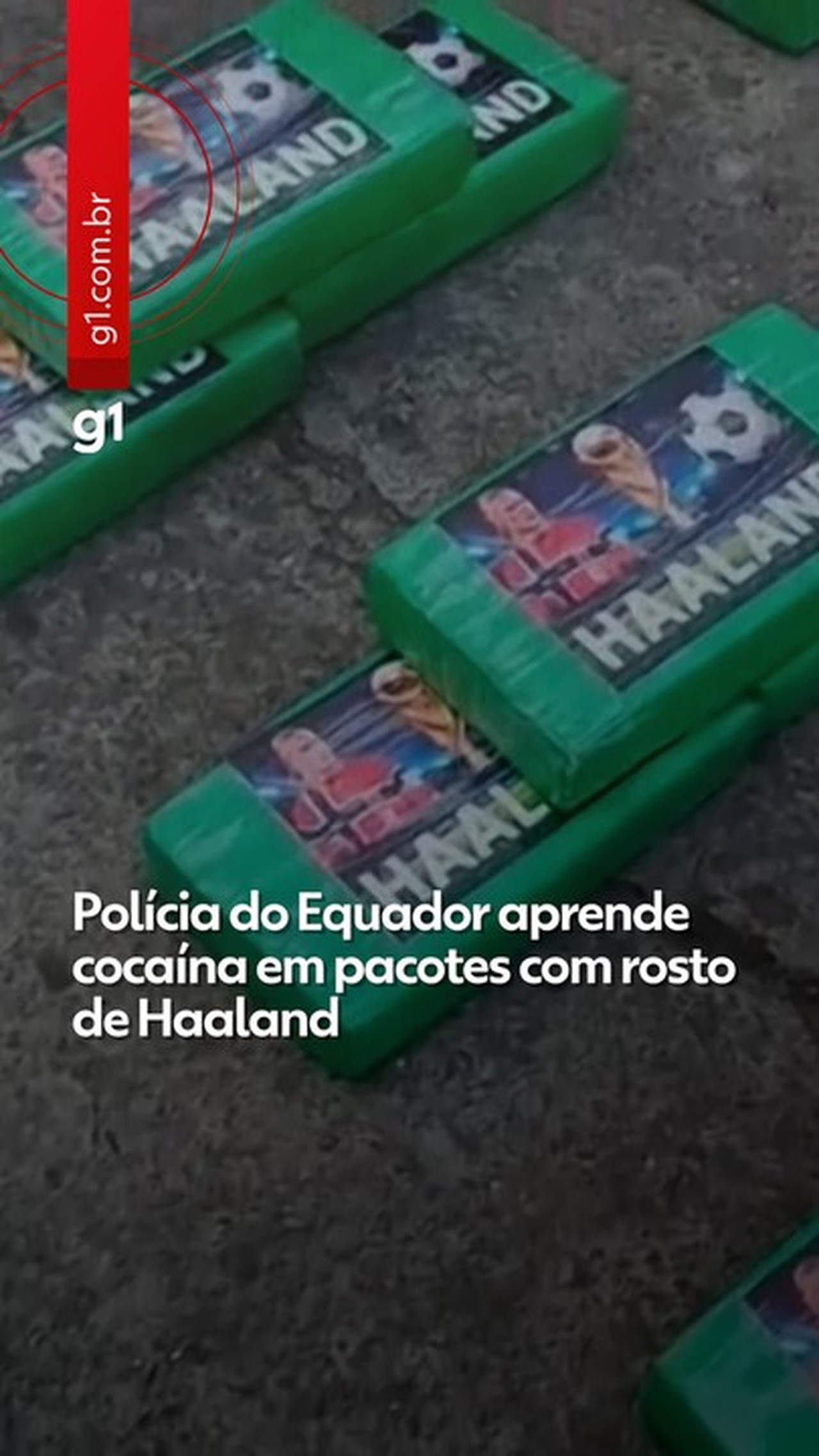 VÍDEO: Cocaína com rosto de Haaland é apreendida no Equador
