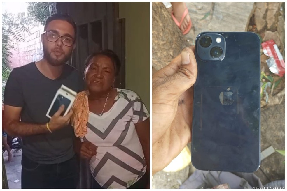 Gari encontra iPhone perdido e devolve ao dono, em Juazeiro do Norte, no Ceará. — Foto: Reprodução