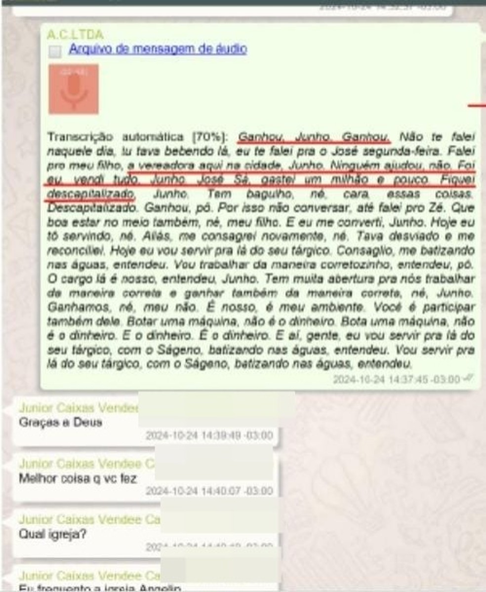 'Gastei R$ 1 milhão' e 'o cargo é nosso': as mensagens apreendidas pela PF no inquérito sobre vereadora suspeita de compra de votos com apoio de facção — Foto: Divulgação
