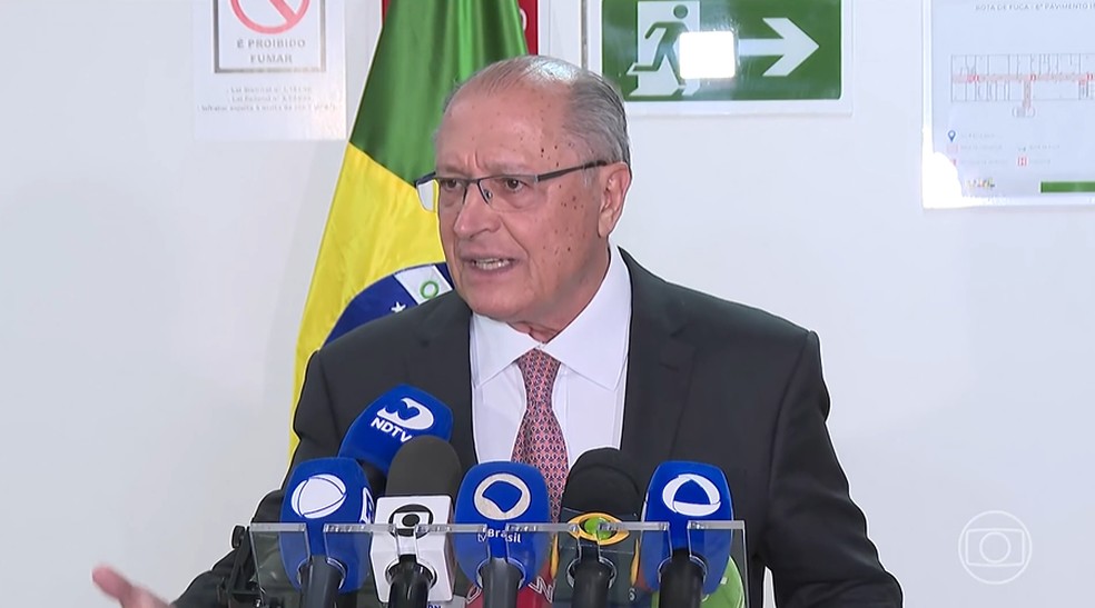 Vice-presidente, Geraldo Alckmin, fala sobre tentativas de negociação com os EUA — Foto: Reprodução/TV Globo