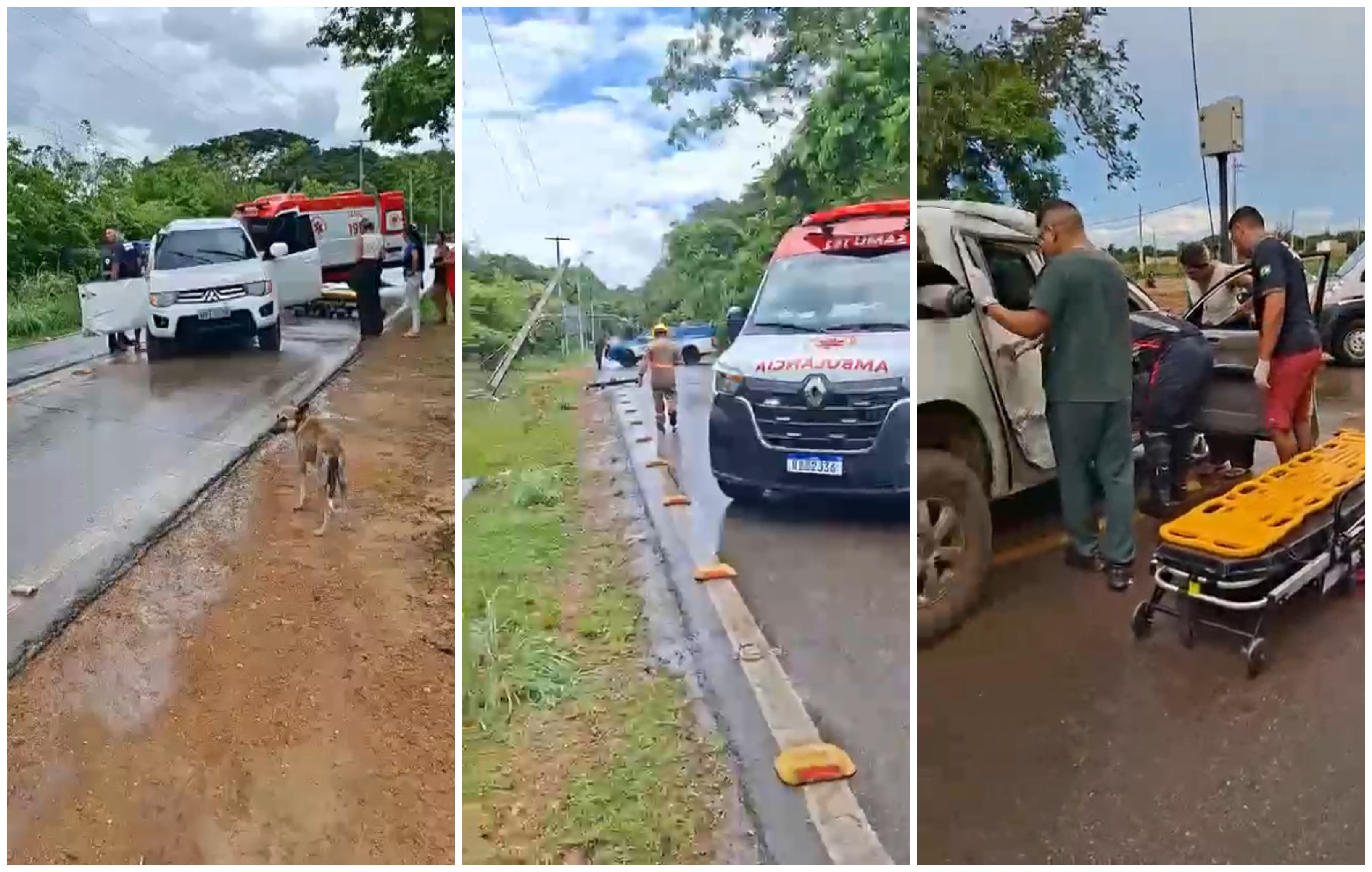 Motorista bate contra poste em curva após perder controle de caminhonete na BR-432, no Cantá