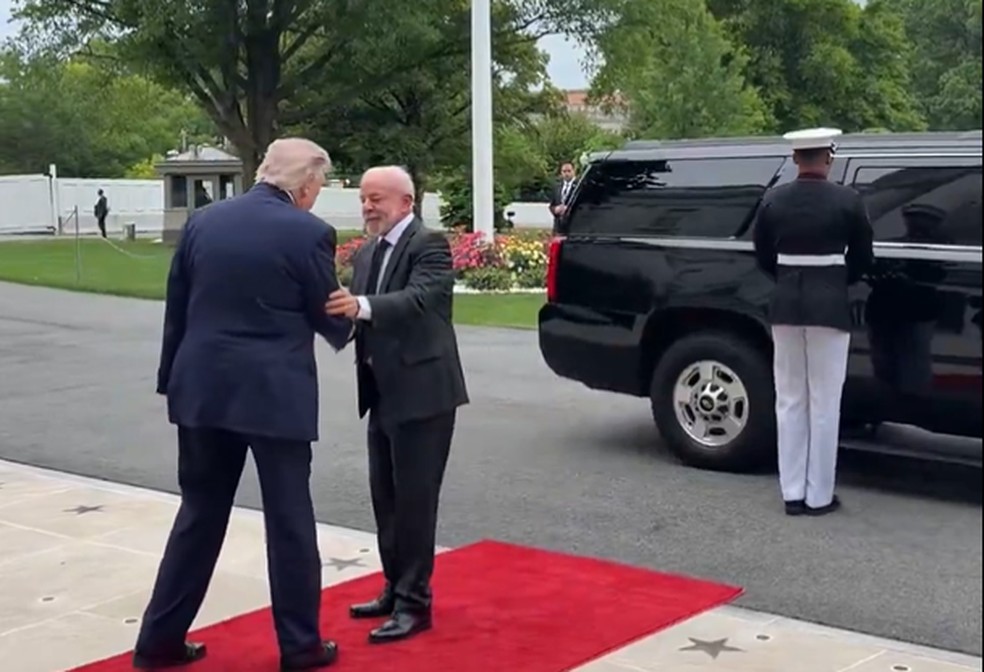 Lula chega à Casa Branca para encontro com Trump — Foto: Reprodução