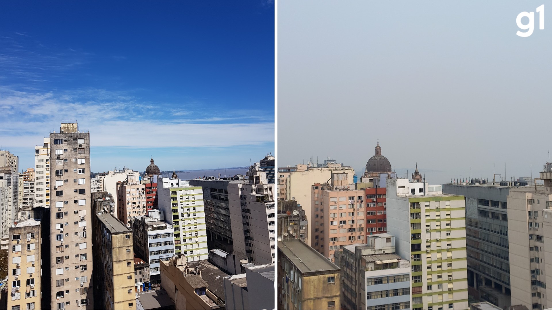 Fumaça de queimadas muda paisagem de Porto Alegre; veja ANTES e DEPOIS 