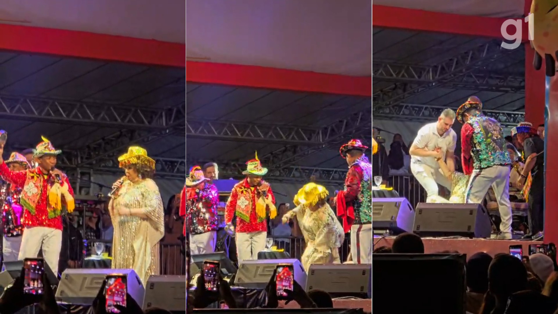 Cantora Alcione se desequilibra e cai durante show em São Luís