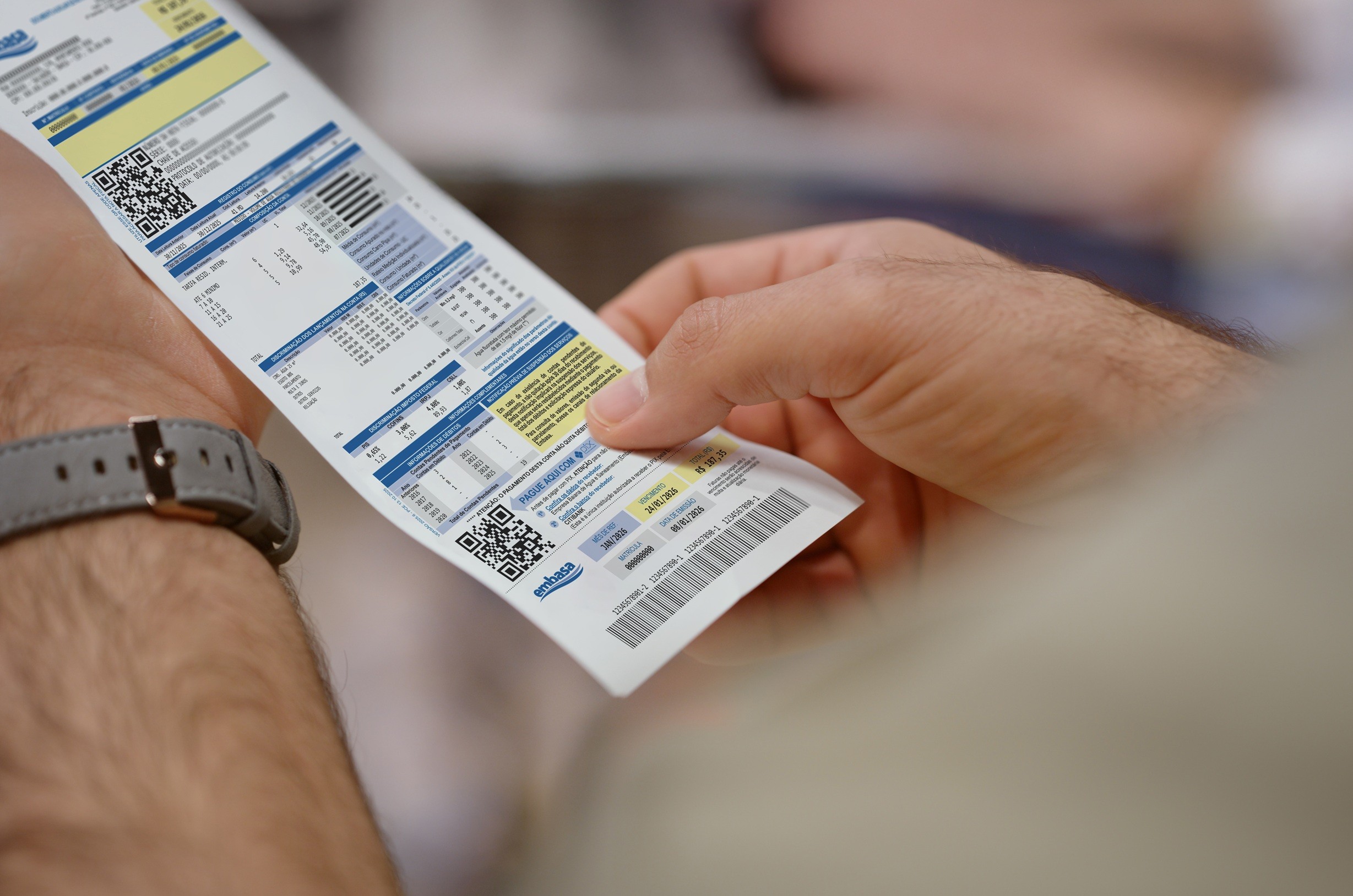 Embasa emite faturas de água e/ou esgoto com novos elementos visuais; veja mudanças