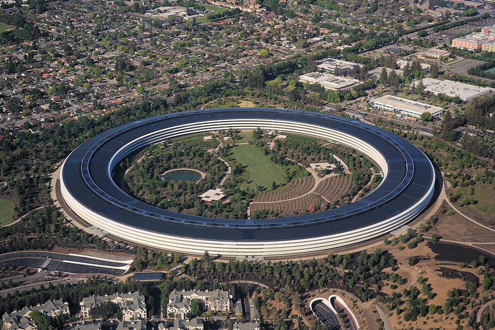 Apple Park foi inaugurado em 2017 em Cupertino, Califórnia, nos EUA — Foto: Divulgação