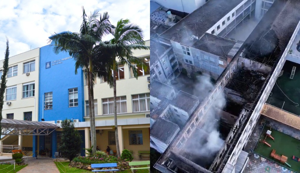 Antes e depois: veja como ficou colégio atingido por incêndio em Santa Maria 