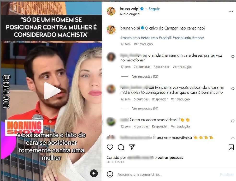 Cantora Bruna Volpi denunciou Thiago Schutz por ameaça — Foto: Reprodução/Arquivo pessoal/Instagram