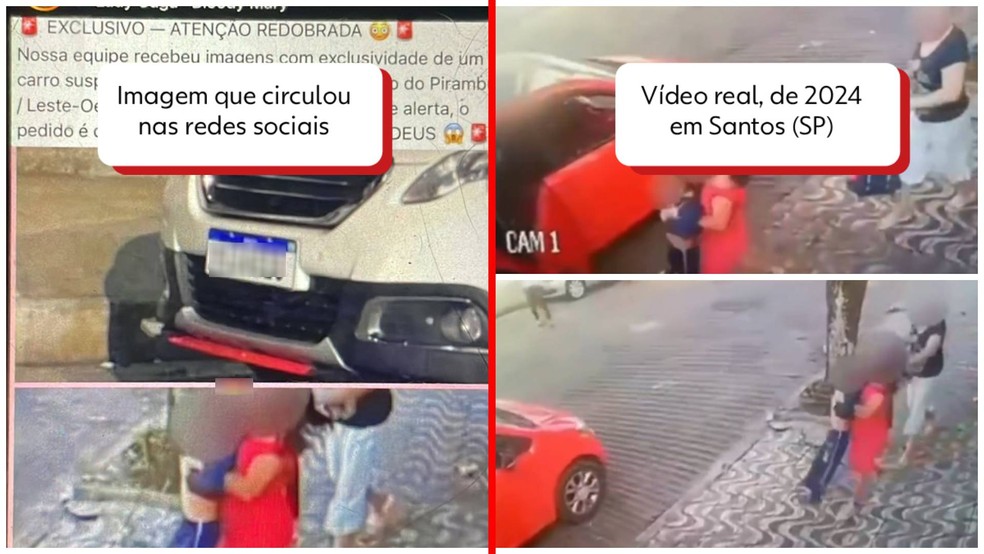 Print de vídeo de 2024 foi utilizado em boato sobre sequestro de crianças em Fortaleza em 2026 — Foto: Reprodução