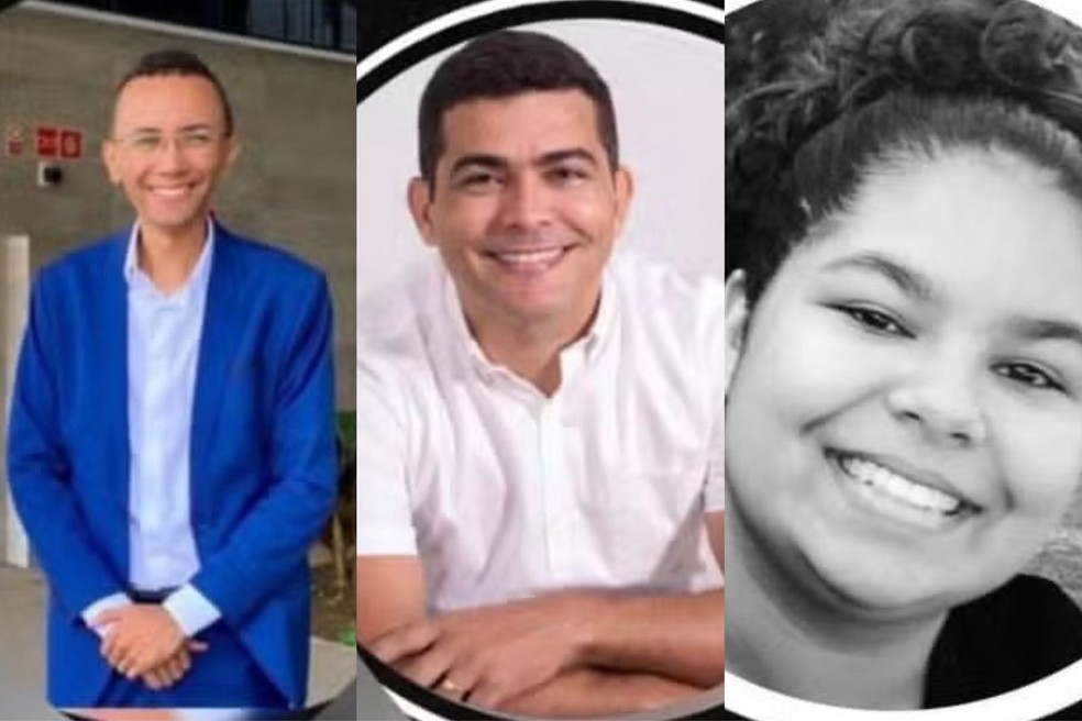 Wesley Moura (à esq.), Jardyel Abreu (ao centro) e Débora Mavy (à dir.) foram vítimas de acidente em Teresina — Foto: Reprodução/Redes Sociais