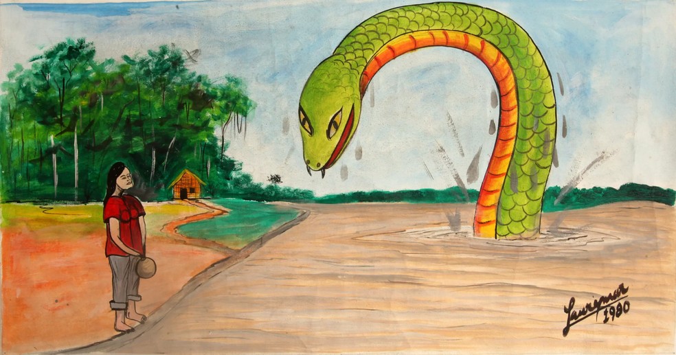 Obra de Laurimar Leal também destaca lendas amazônicas — Foto: Acervo MUVALL