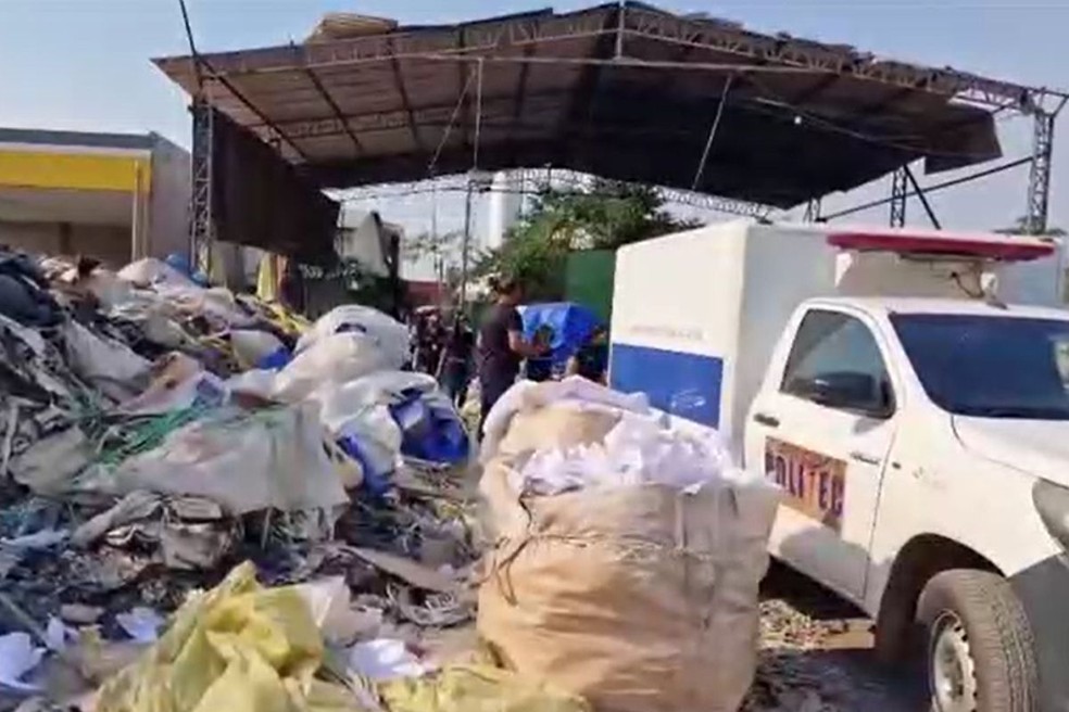 Empresa de reciclagem onde a vítima foi localizada pela polícia — Foto: Reprodução
