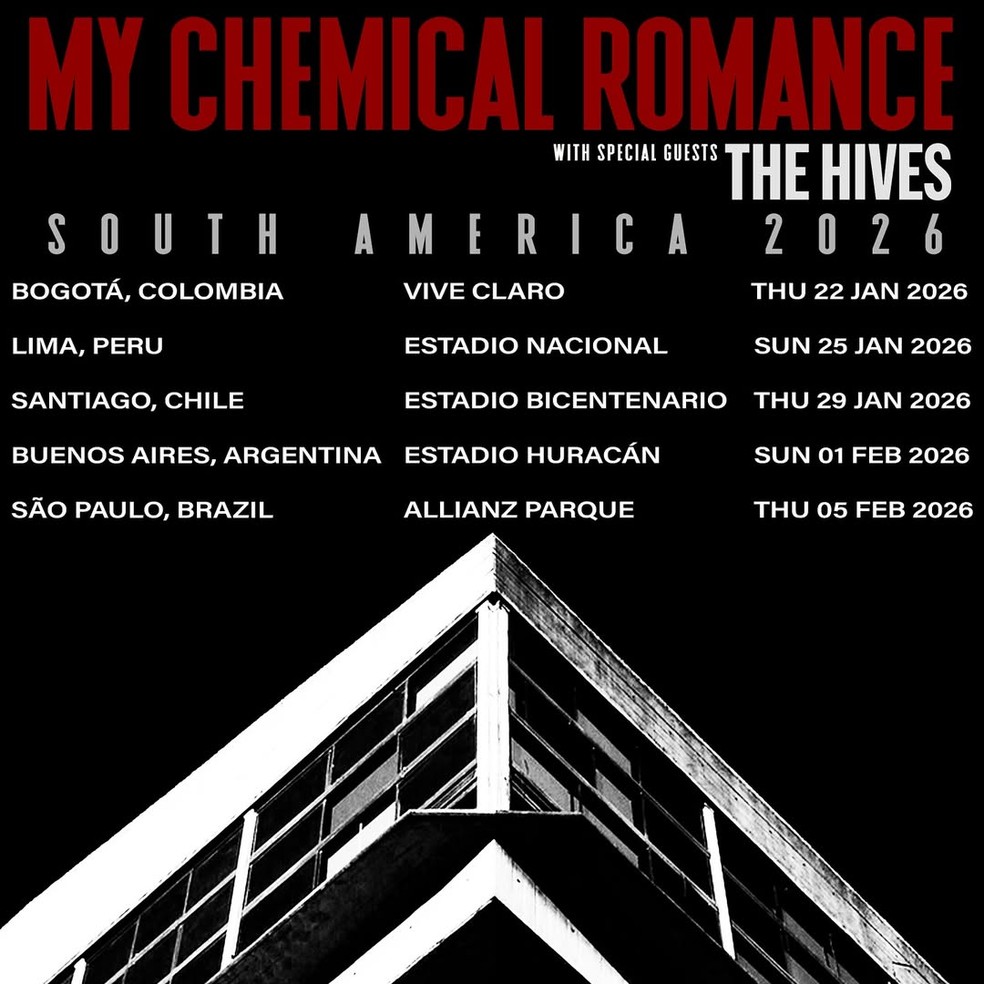 My Chemical Romance anuncia show no Brasil — Foto: Reprodução/Instagram