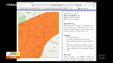 Tocantins tem alerta para baixa umidade e altas temperaturas