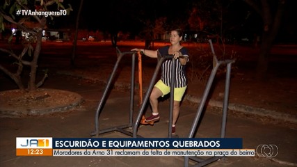 Moradores reclamam da falta de iluminação e aparelhos quebrados em praça de Palmas