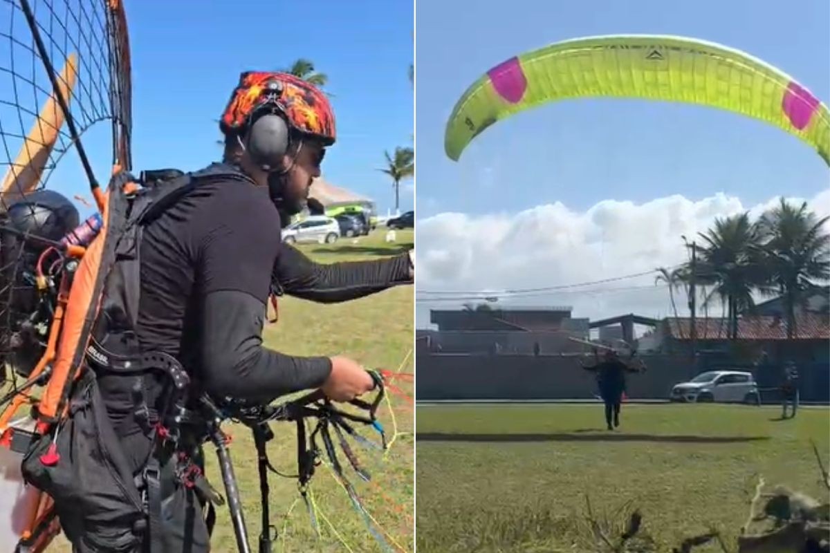Vídeo última mostra decolagem de piloto morto após linha com cerol derrubar paramotor