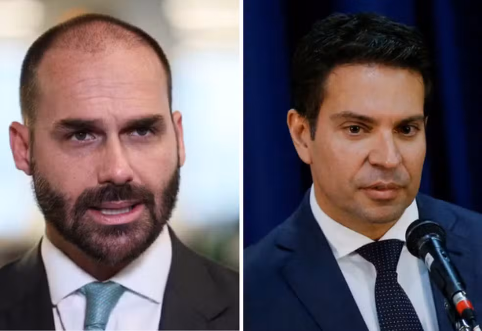 Eduardo Bolsonaro e Alexandre Ramagem — Foto: REUTERS/Jessica Koscielniak e  Adriano Machado/Reuters