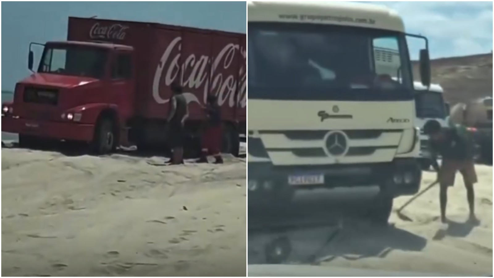 Vários caminhões atolam em areia na praia de Jericoacoara; vídeo