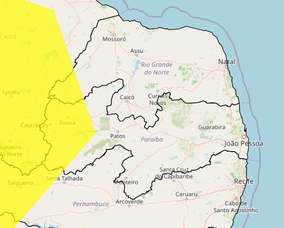 Inmet alerta para baixa umidade do ar em mais de 50 cidades do Sertão da PB — Foto: Divulgação/Inmet