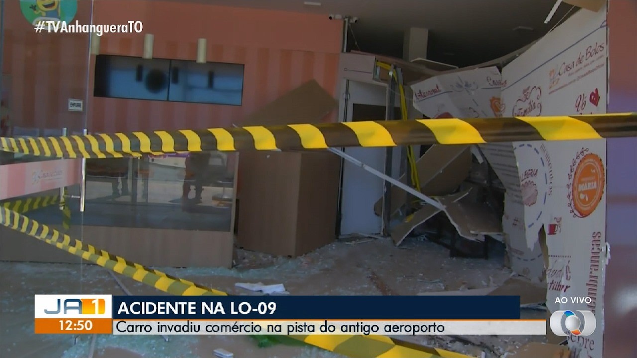Carro invade confeitaria após motorista passar mal enquanto dirigia e atravessar avenida de Palmas
