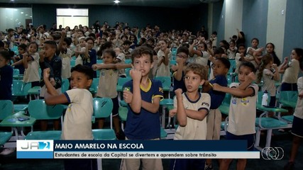 Estudantes de escola de Palmas se divertem e aprendem sobre o trânsito no 'Maio Amarelo'