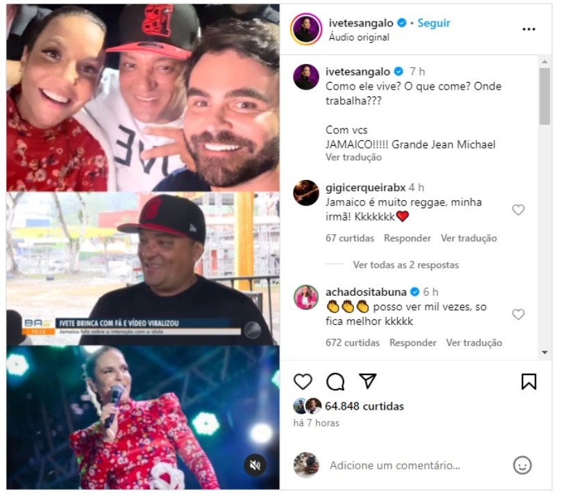 Ivete Sangalo relembra momento engraçado com 'Jamaico' durante show junino: 'Como ele vive?'