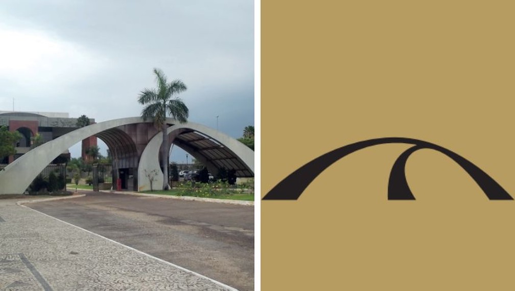 Arco na entrada lateral do Palácio do Araguaia e sua iconografia — Foto: Sebrae