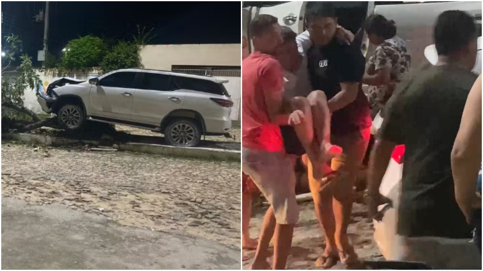 Prefeito de cidade no Ceará bate caminhonete em árvore e é socorrido por moradores; vídeo 