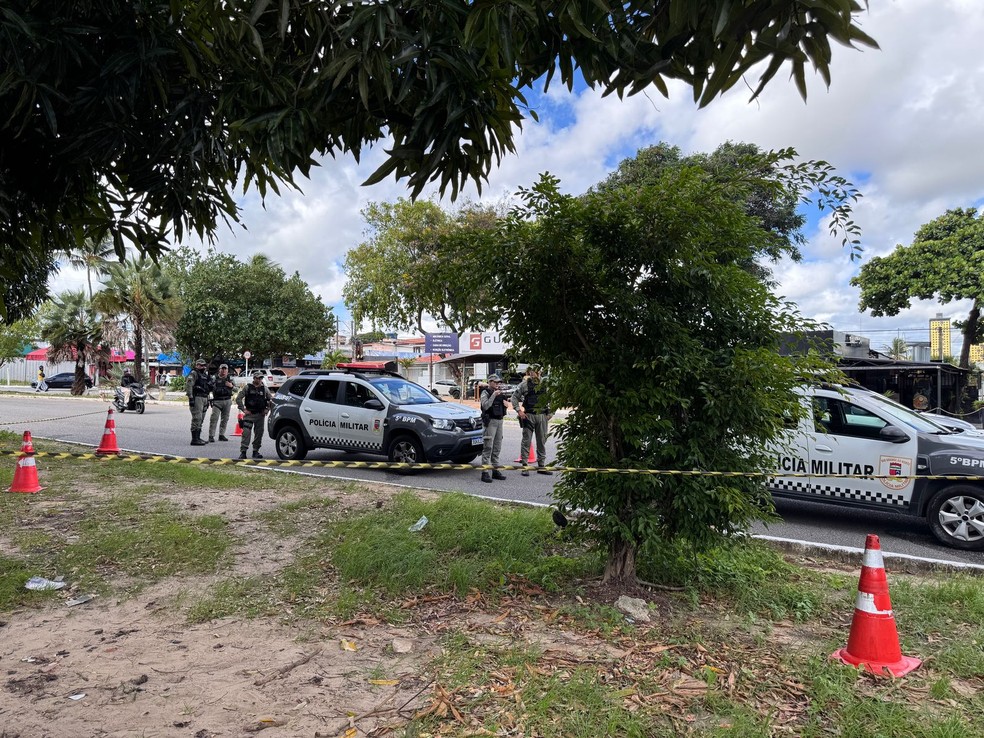 Homem resistiu à prisão e atirou na própria cabeça ao ser baleado na perna pela PM em Natal — Foto: Vinícius Marinho/Inter TV Cabugi