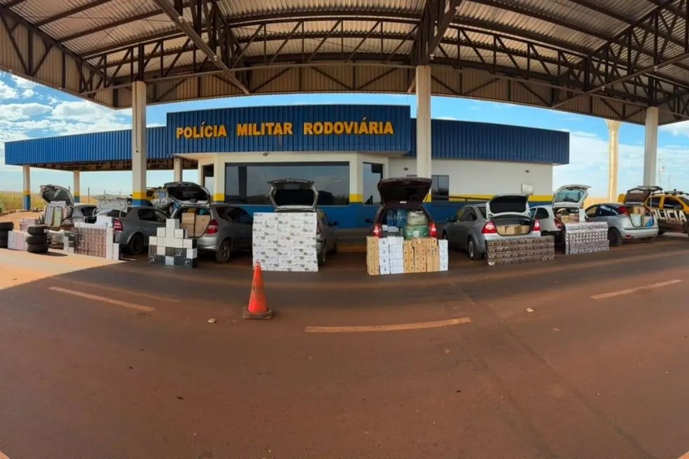 Operação apreendeu oito veículos em Maracaju (MS). — Foto: BPMRv/PMMS