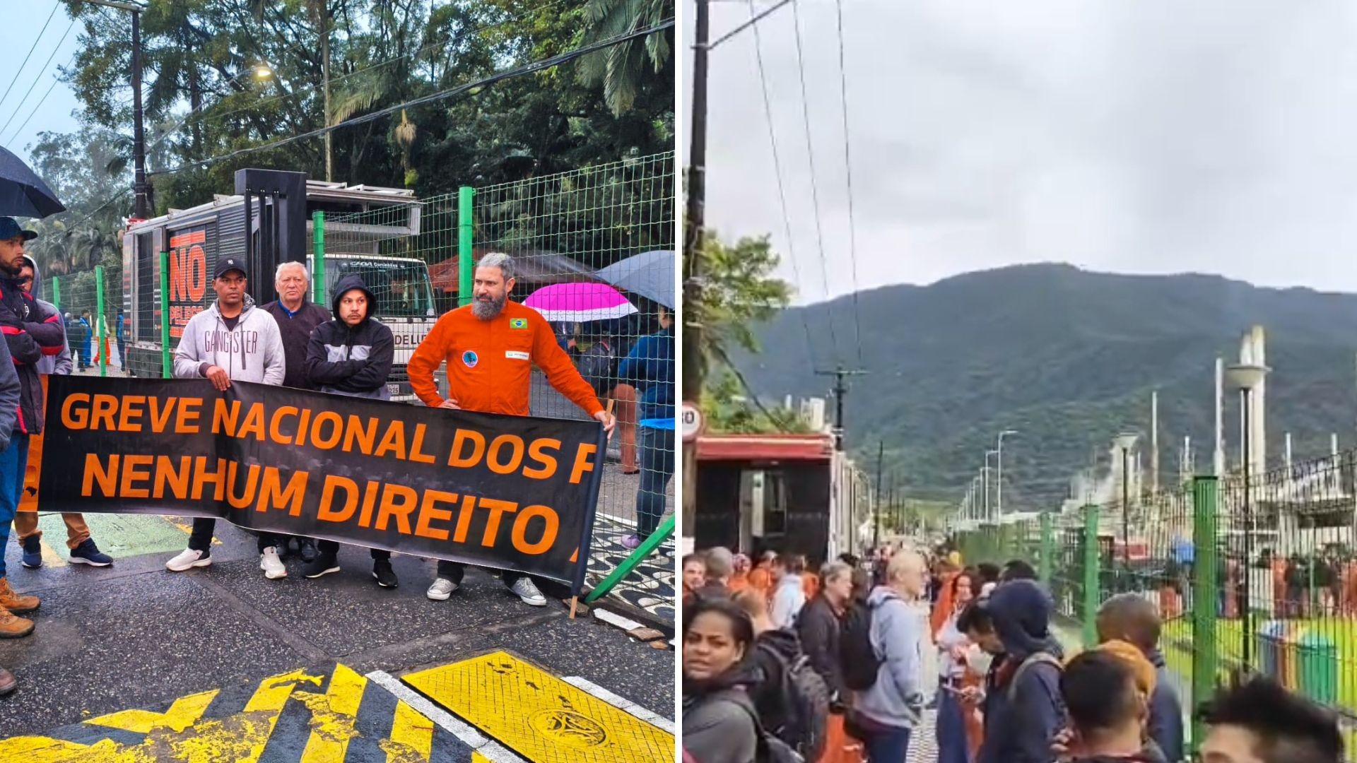 Funcionários de refinaria fazem greve e reivindicam salários atrasados em Cubatão, SP