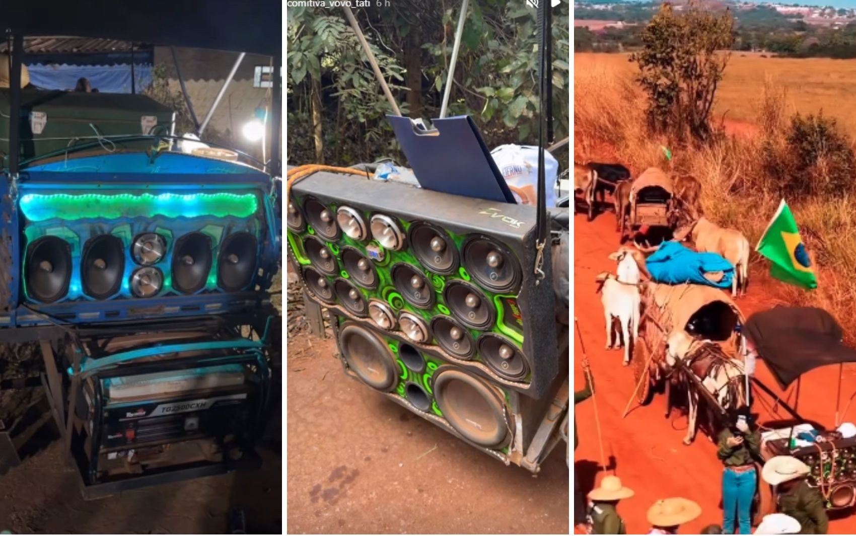 ‘Carroças automotivas’ com super caixas de som chamam a atenção entre romeiros da Festa de Trindade, em Goiás