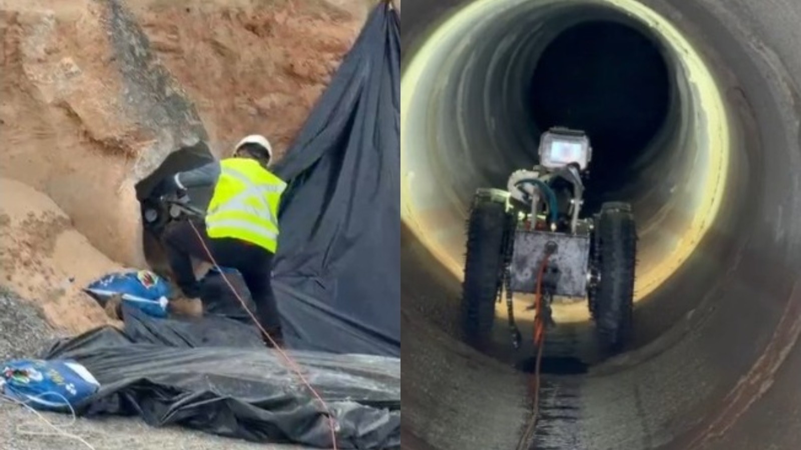 Robô é utilizado em vistoria de tubulações da CE-025, onde cratera se abriu em Aquiraz