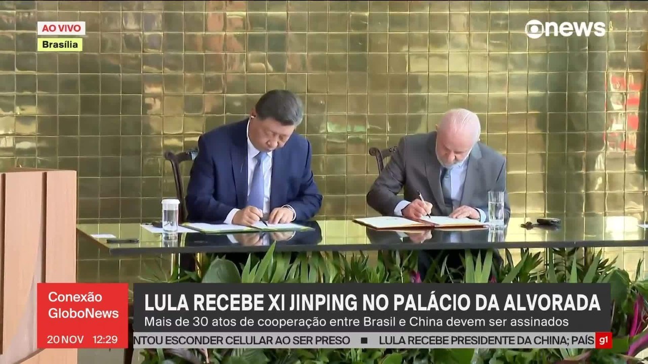 Lula e Xi defendem mais comércio entre Brasil e China e assinam acordos nas áreas de satélites e agricultura; veja lista