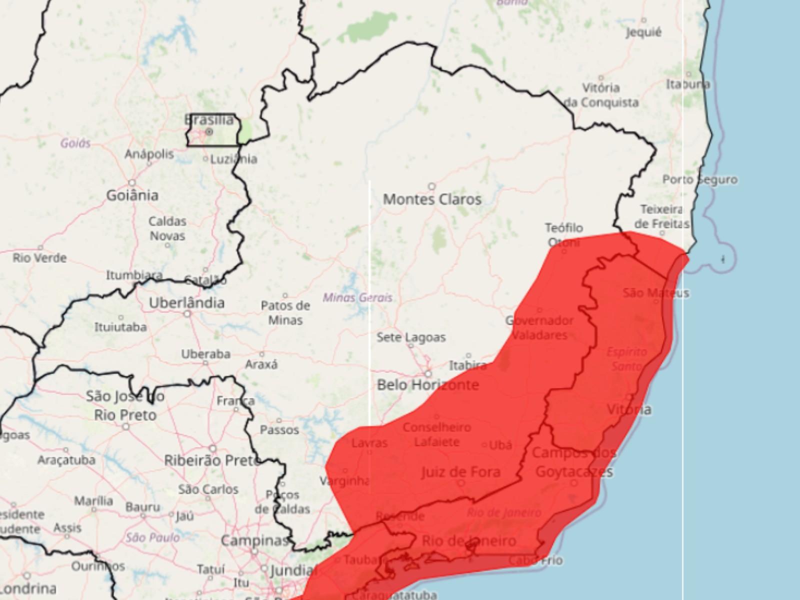 INMET emite alerta vermelho de 'acumulado de chuva' para cidades do Leste de Minas Gerais