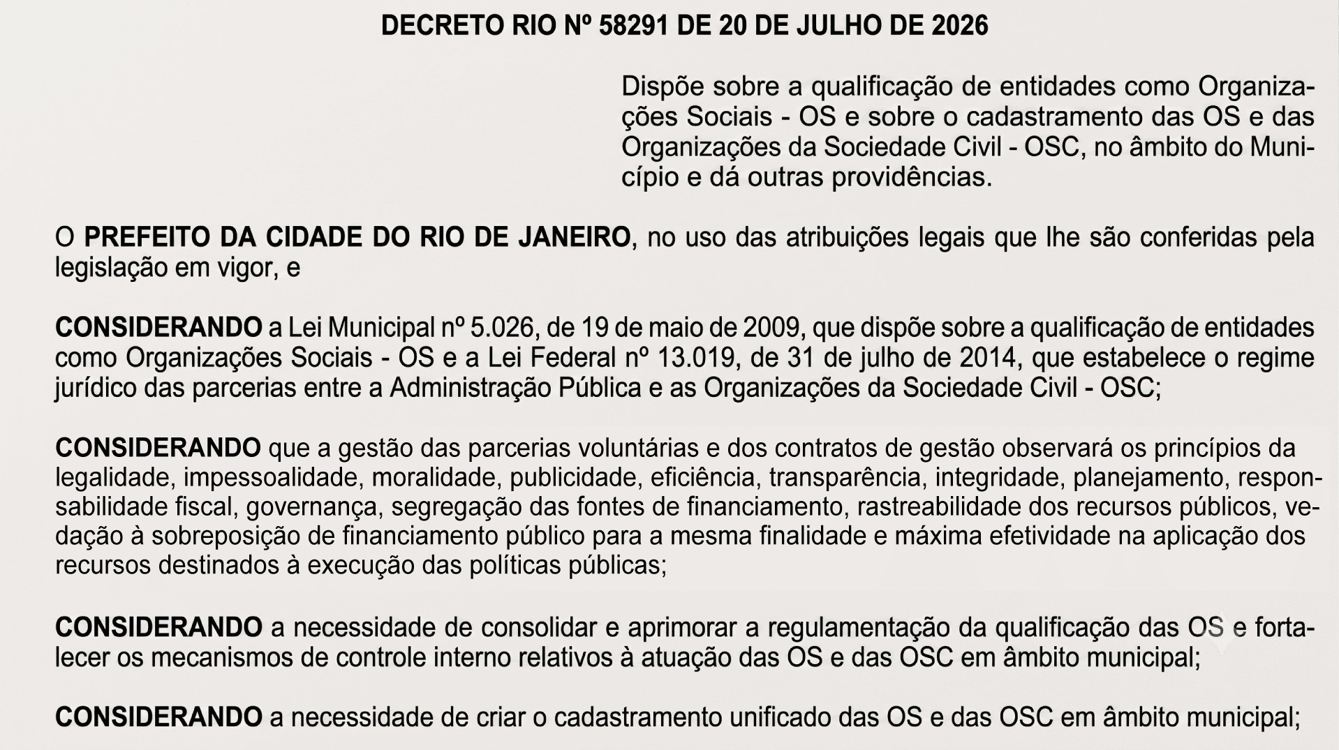 Rio proíbe repasse direto de emendas para organizações sociais e da sociedade civil com contrato com poder municipal