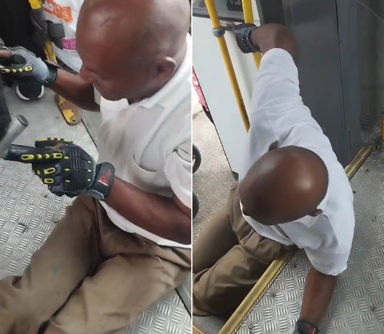 Cadeirante se arrasta pelo chão para descer de ônibus com elevador quebrado em Campos; VÍDEO