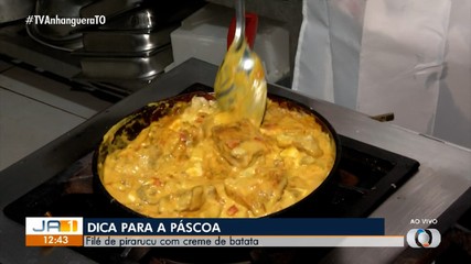 Veja como finalizar a receita de pirarucu com creme de batatas