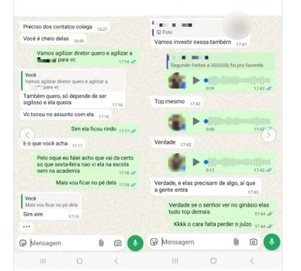 Conversas entre professor e diretor levaram ao afastamento deles por suspeita de assédio a alunas — Foto: Reprodução