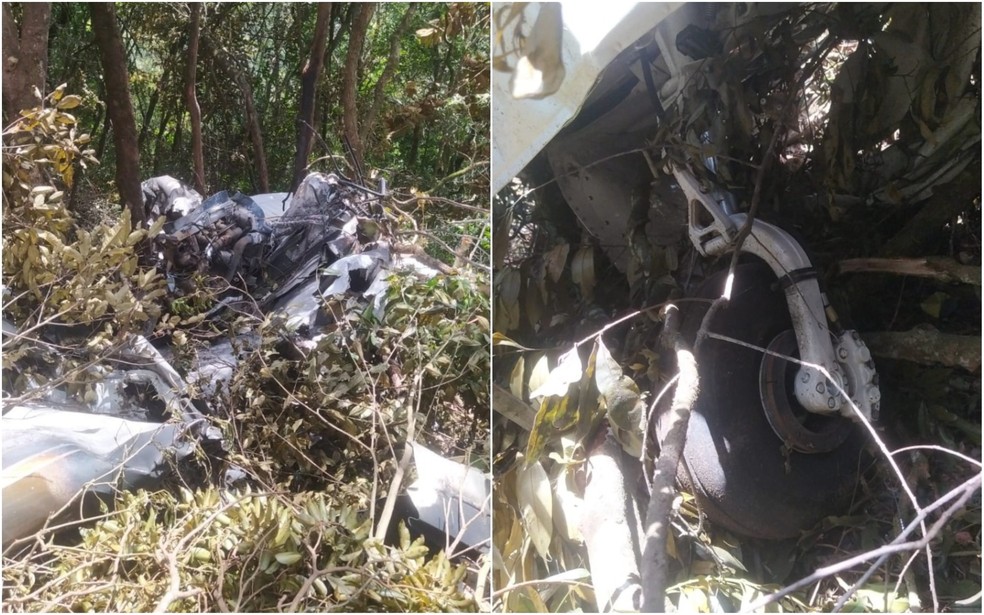 Equipe em terra chega a destroços de avião que caiu no meio da Serra do Japi, em Jundiaí (SP) — Foto: Reprodução