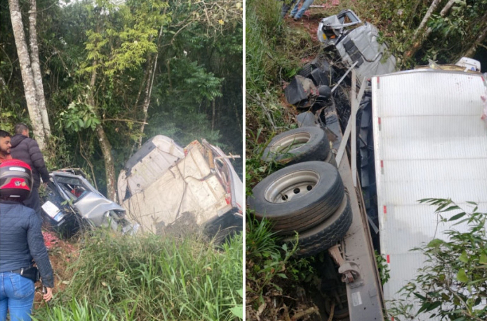 Motorista morre após caminhão carregado com morangos sair da pista e cair em ribanceira em Estiva, MG