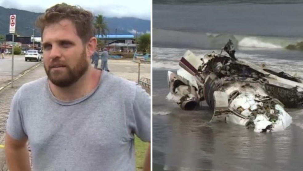 Júlio é motorista de app e teve o carro atingido por explosão de avião em Ubatuba. — Foto: Reprodução/TV Vanguarda