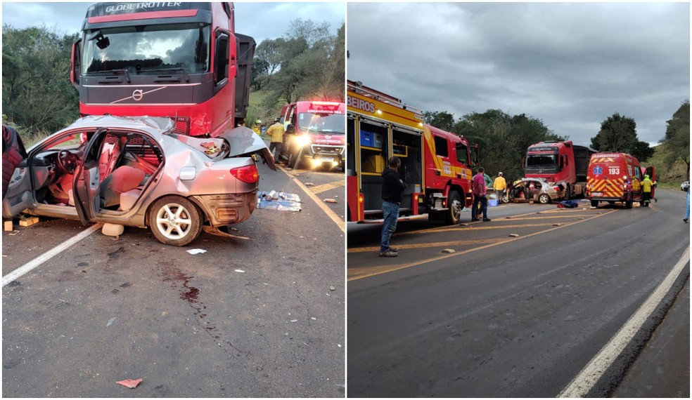 Jovem estava no banco do passageiro quando morreu — Foto: Corpo de Bombeiros/Divulgao