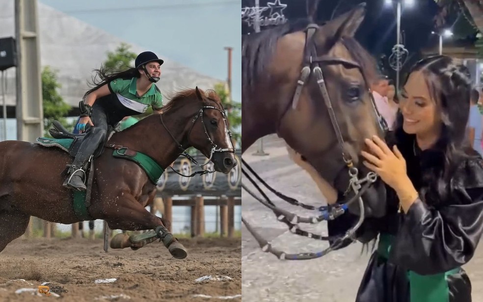 Sergipana viraliza após mostrar relação com égua de estimação. — Foto: Arquivo Pessoal