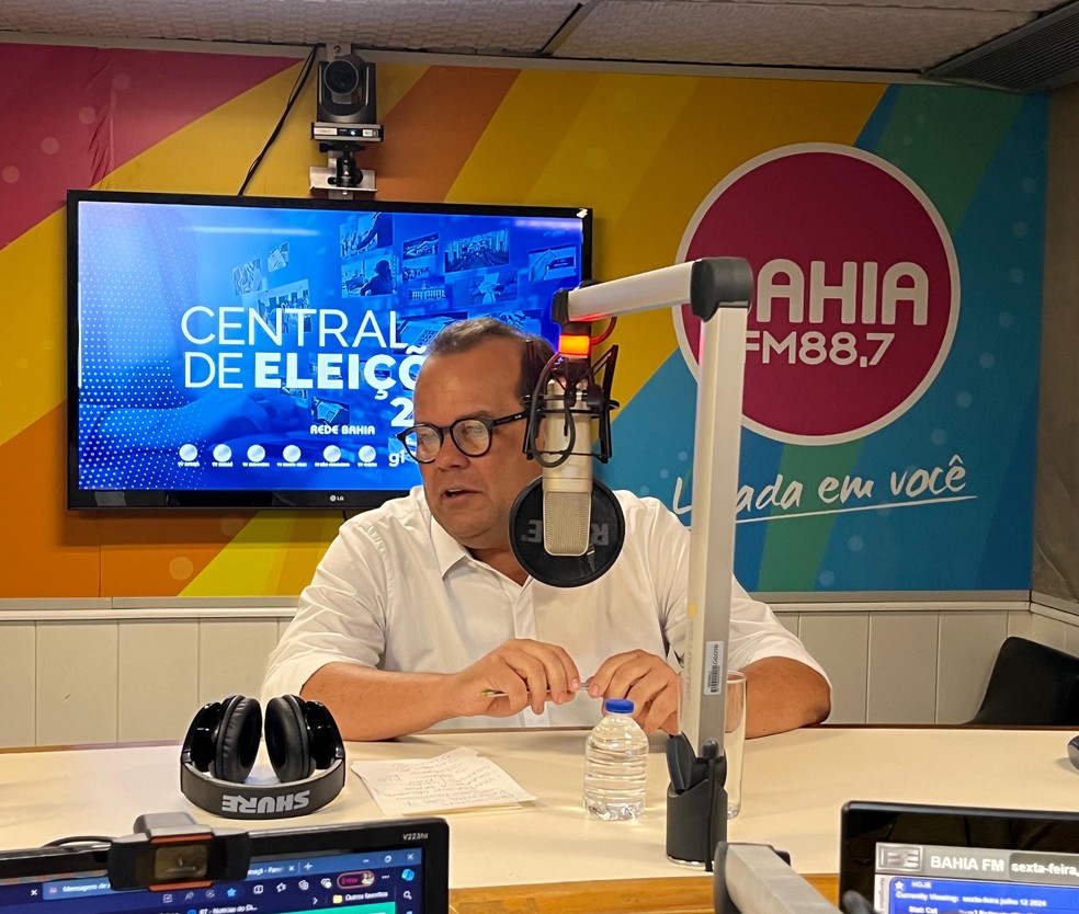 Geraldo Júnior participou de entrevista no programa Resenha da 7 — Foto: Caíque Souza