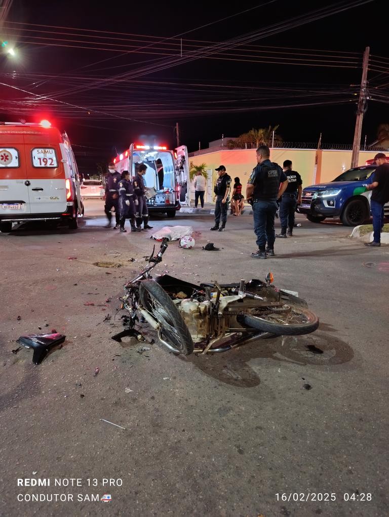 Motociclista morre ao colidir com carro em cruzamento na zona Oeste de Boa Vista