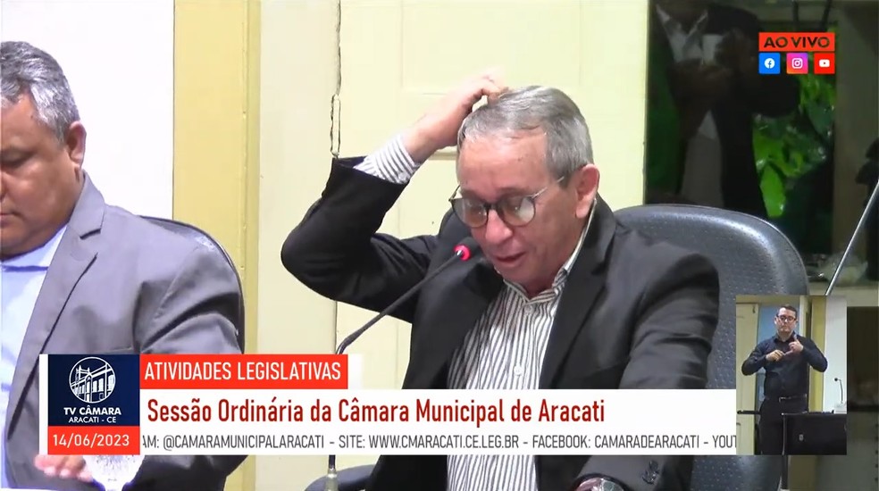 Após cair na pegadinha do 'gemidão', vereador de Aracati pediu desculpas — Foto: Câmara de Aracati/Reprodução