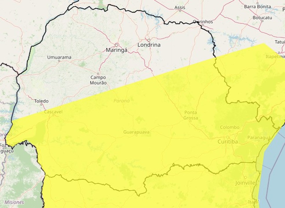Alerta de tempestade do Inmet para 8 de janeiro, das 0h às 23h59 — Foto: Reprodução/Inmet