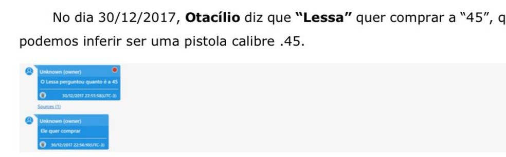 Otacílio Dias Júnior, o Hulkinho, envia mensagem para Gargalhone sobre Ronnie Lessa querer uma pistola, de calibre 45 — Foto: Reprodução