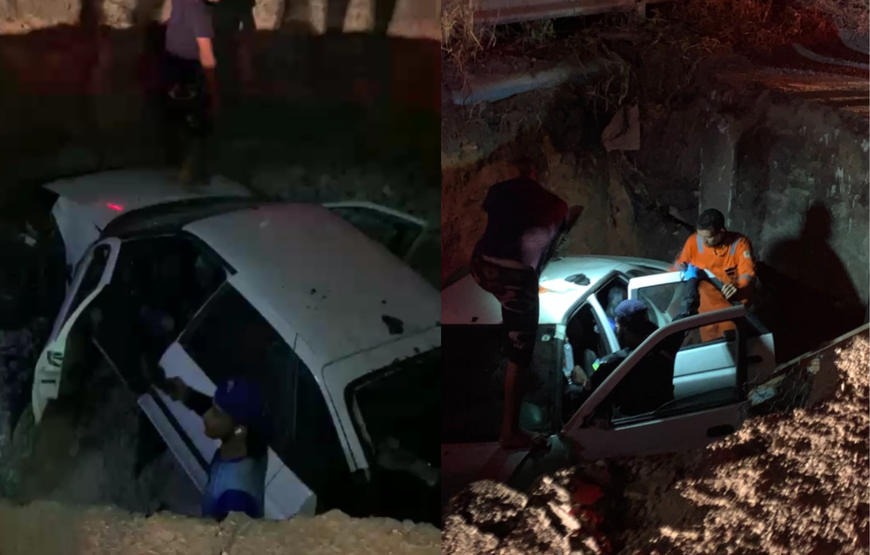 Veículo cai em cratera em pista da rodovia SE-100   